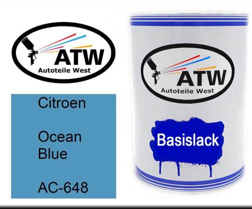 Citroen, Ocean Blue, AC-648: 500ml Lackdose, von ATW Autoteile West.